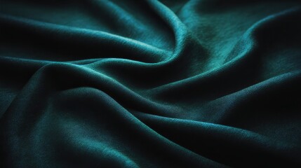 Elegant dark teal silk fabric with soft waves and textures.