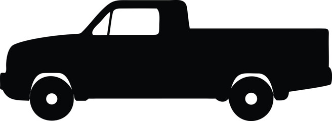 Silhouetted pickup truck illustration depicting a classic vehicle design in monochrome high quality