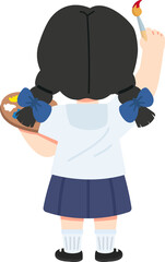 Girl Artist with Palette and Paintbrush