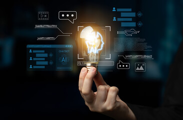 AI chatbot interface, communication bubbles, and connected data elements representing automated conversation and analytics systems Parse
