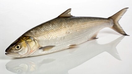 Obraz premium Photorealistic studio portrait of a fresh Ocean Whitefish (Caulolatilus princeps) isolated on a clean white background.