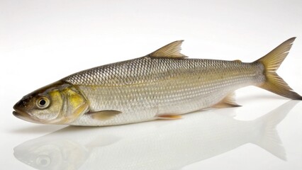 Obraz premium Photorealistic studio portrait of a fresh Ocean Whitefish (Caulolatilus princeps) isolated on a clean white background.