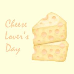 Cheese Lover watercolor cartoon cheese art