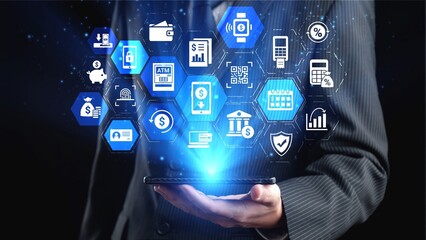 Online banking and digital banking innovation combining finance and technology, optimizing online banking systems, mobile banking services, and fintech for seamless experience. Spire