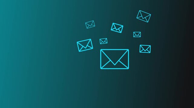 Business e-mail icon letter on a touch screen animation interface, virtual postal envelope, concept of spam email, internet and networking, Contact us newsletter email and protect your personal. 4k