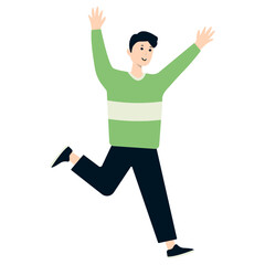 Person Celebrating New Year. Vector Cartoon Character