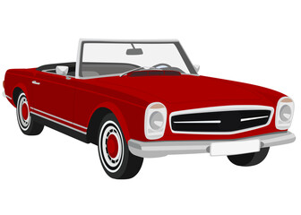 Classic red convertible sport car, elegant vintage red coupe  roadster car 