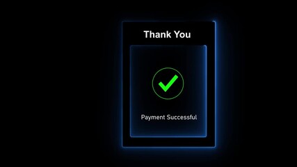 Online payment on holography screen animation, Hand touch banking online bill payment Approved concept button, credit card and network connection icon on business technology virtual screen background