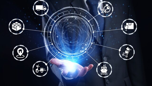 Goods delivery tracking icons show shipping, goods delivery routes, and logistics monitoring. Goods delivery tracking ensures timely goods delivery, secure handling, and accurate tracking. Gist