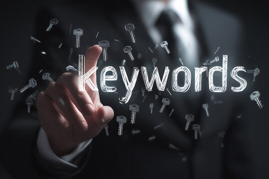 businessman touching on digital screen with words "security" with many keys flying around, a business concept banner design. - Powered by Adobe