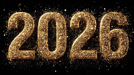 bold golden 2026 new year numbers background design festive celebration design concept