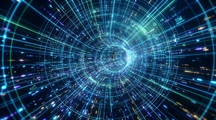 Obraz premium Digital Data Network Tunnel Abstract Futuristic Technology Connection Isolated background