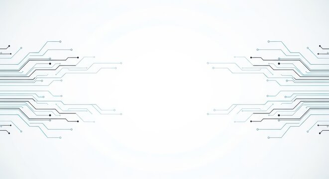 Abstract futuristic technology background with digital circuit board lines and traces on a clean white background, perfect for modern science and data concept design