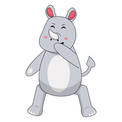 Baby Rhino Cartoon Character. Isolated on White Background
