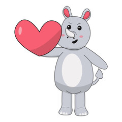 Baby Rhino Cartoon Character. Isolated on White Background