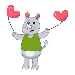 Baby Rhino Cartoon Character. Isolated on White Background