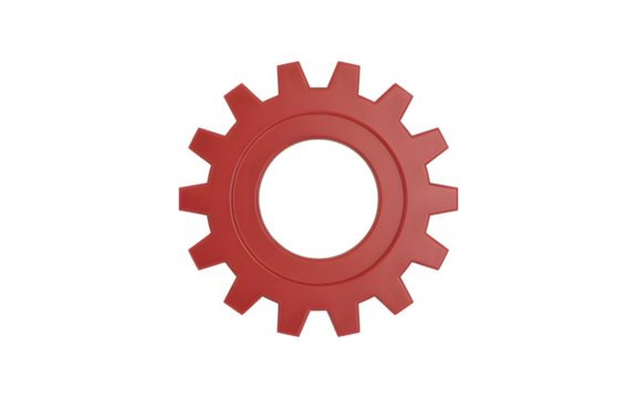 Red gear isolated on transparent background - Powered by Adobe