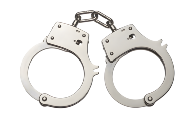 Metal handcuffs isolated on transparent background