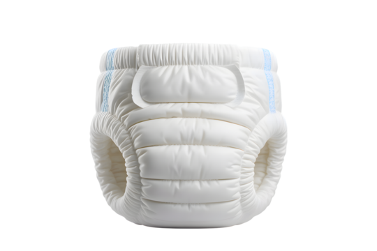 White adult diaper isolated on transparent background