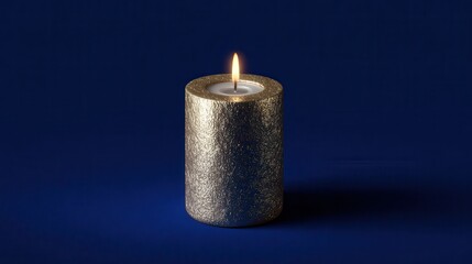 a gold or silver 2025 candle is placed on a dark blue background