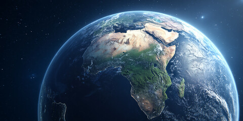 Fototapeta premium realistic shot of the earth with an illustration highlighting africa's distinct shape and position on the plane