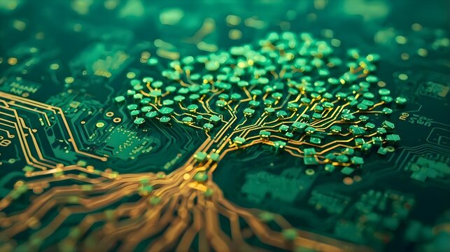 Electronic circuit board traces forming a growing tree shape