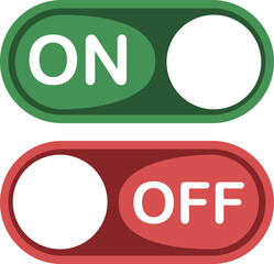 Hand made On and off toggle switch buttons flat vector design element for user interface and app design isolated on white background
