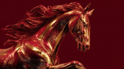 happy new year 2026 the symbol of the year is a golden shiny red fire horse a luxurious poster or banner for your party and new years eve