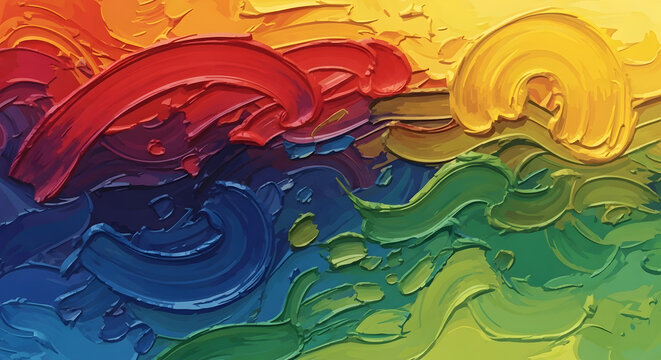 Vibrant textured abstract oil paint strokes, colorful design