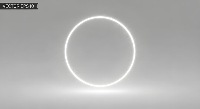 Bright glowing circular light effect with particles on gradient