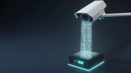 a futuristic street camera transmitting a data stream to a local server box for real-time processing and system analysis - Powered by Adobe
