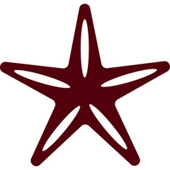 Maroon Star Outline Graphic With Transparent Background Five Pointed Star Shape Isolated On White