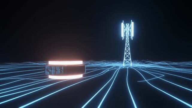 an edge-computing node linking to a 5G tower to optimize real-time data processing in a modern telecommunication system