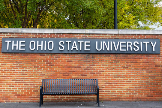 Entrance sign of The Ohio state university in Coloumbus. OSU is one of the top public universities in the USA.