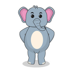 Baby Elephant Cartoon Character. Isolated on White Background