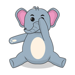 Baby Elephant Cartoon Character. Isolated on White Background