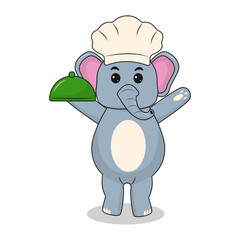 Baby Elephant Cartoon Character. Isolated on White Background