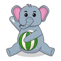 Baby Elephant Cartoon Character. Isolated on White Background
