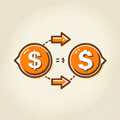 Digital currency exchange symbols represent banking and payments in modern financial context