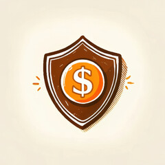 Secure currency symbol within protective shield represents financial security and trust in transactions