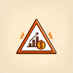 Warning sign indicating financial growth with currency symbol and upward trend, emphasizing currency security