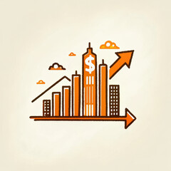 Investment trends in stock market show growth with rising graphs and city skyline representing financial success