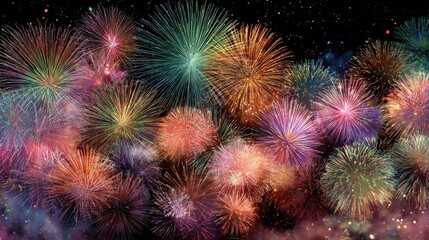 festive celebration saying goodbye 2025 with colorful explosions and stars