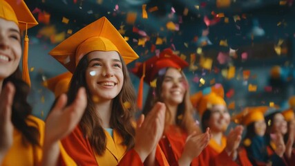 Joyful graduation celebration with students in caps and gowns, highlighting academic achievement and happiness.