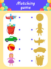 Matching game learning preschool kids educational activity vibrant design