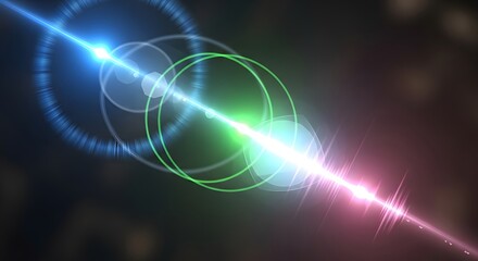 Abstract Neon Multicolor Light Beam Lens Flare Background