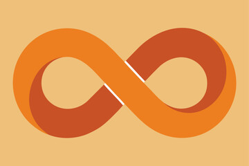 Infinite loop symbol in modern orange flat design style graphic