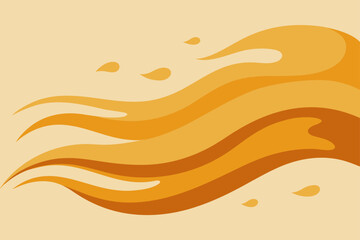 Abstract warm orange yellow flowing waves and fluid shapes design