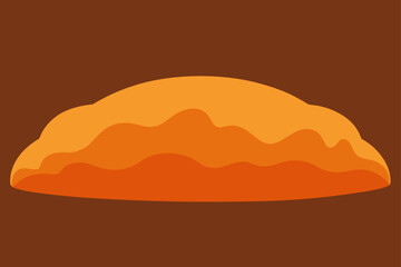 Abstract orange desert landscape with wavy layers at sunset art