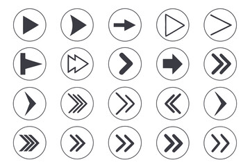 Collection of 40 UI arrow icons for navigation and direction in digital interfaces Keywords: arrow